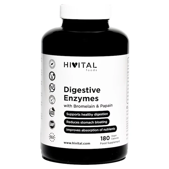 Enzime digestive cu Bromelaina si Papaina, 180 capsule, Hivital