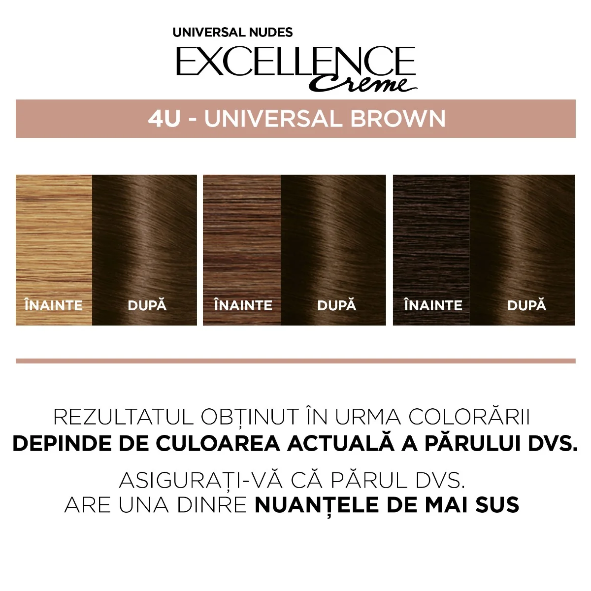 Vopsea de par permanenta fara amoniac 4U Universal Nudes Brown, 192ml, L'Oreal Paris 