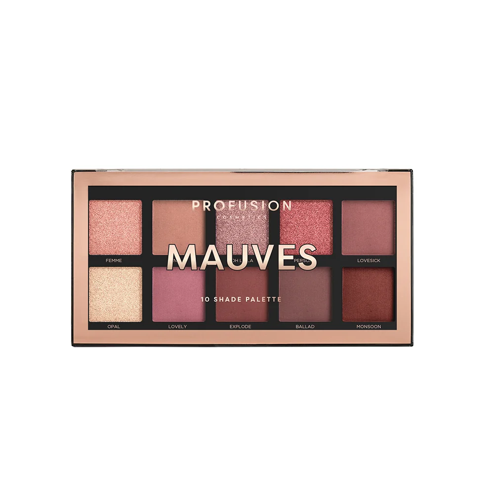 Paleta de farduri cu 10 nuante Mauves, 103g, Profusion Cosmetics 