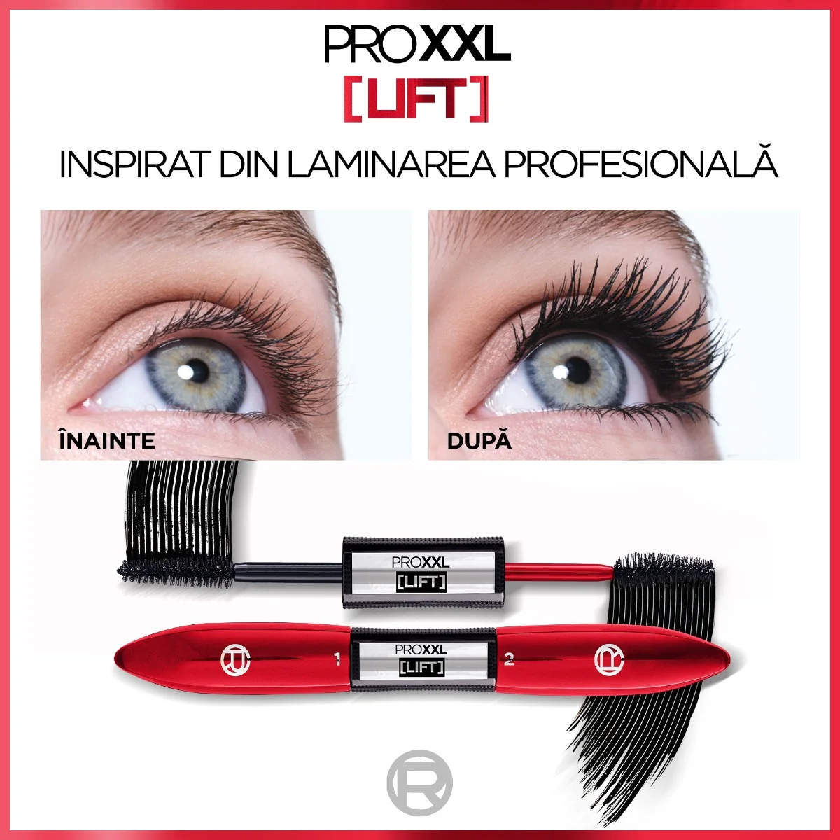 Mascara cu efect de laminare Pro XXL Lift Black, 12ml, L'Oreal Paris 