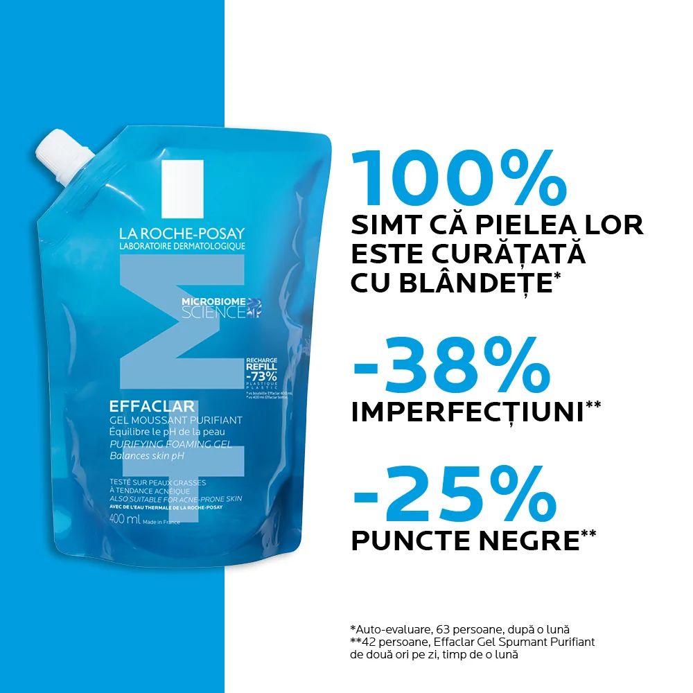 Rezerva gel spumant purifiant +M Effaclar, 400ml, La Roche-Posay 