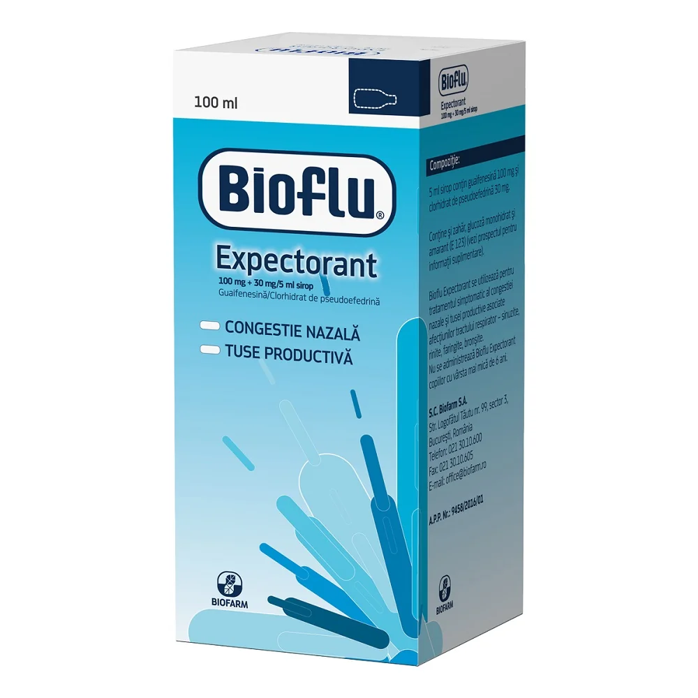 Bioflu expectorant, 100ml, Biofarm