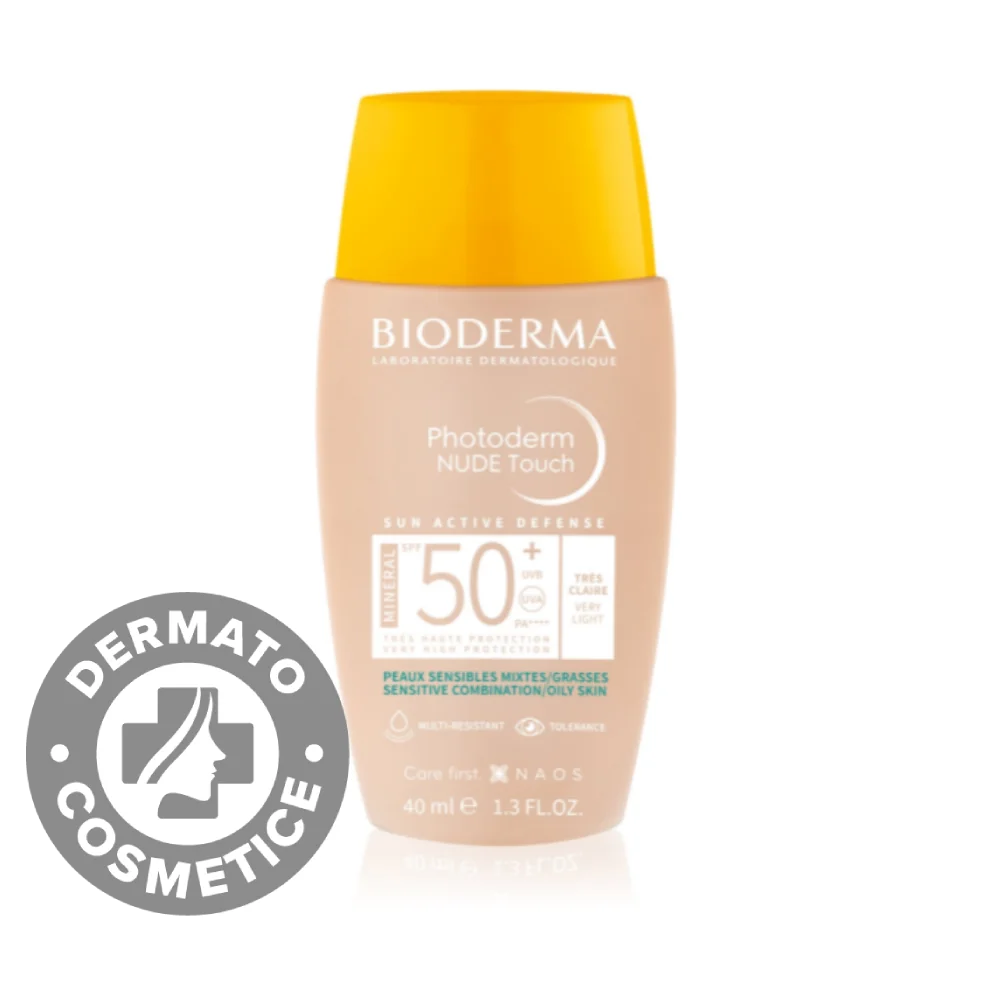 Fluid Nude Touch Mineral pentru ten foarte deschis cu SPF50+ Photoderm, 40ml, Bioderma