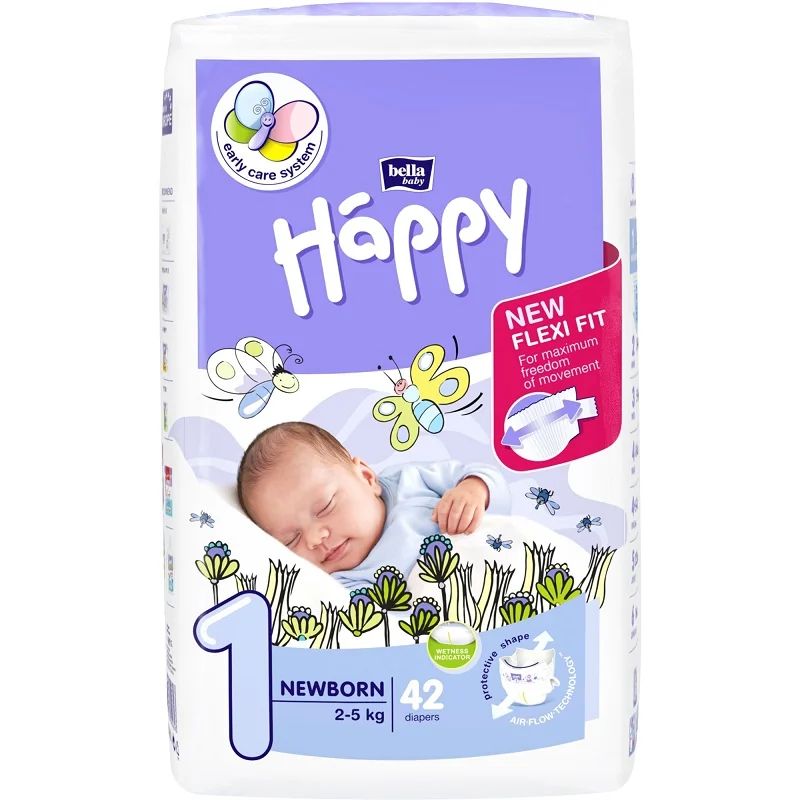 Scutece Happy New Born 2-5kg, 42 bucati, Bella Baby