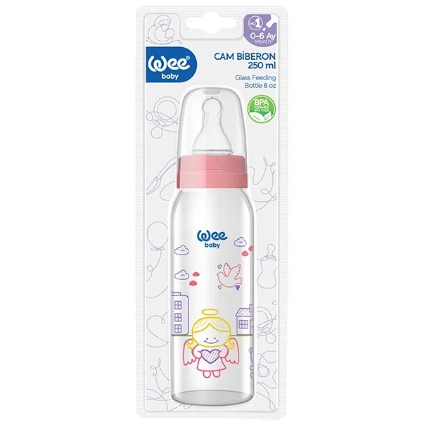 Biberon sticla cu tetina din silicon rotunda, 250ml, Wee Baby 