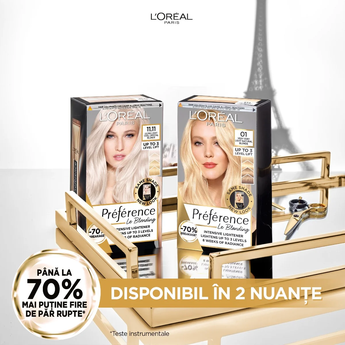 Vopsea de par permanenta cu amoniac Preference Le Blonding 11.11 Blond Ultra Deschis cu efect cenusiu, 178ml, L'Oreal Paris 