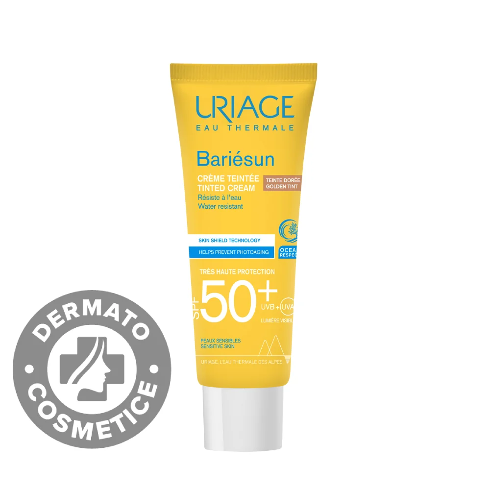 Crema colorata pentru protectie solara cu SPF50+ Bariesun Nuanta Gold, 50ml, Uriage 