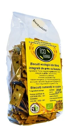 Biscuiti integrali cu busuioc Bio, 200g, Ecomania