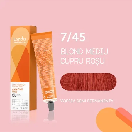 Vopsea de par demi permanenta fara amoniac 7/45, 60ml, Londa Professional 