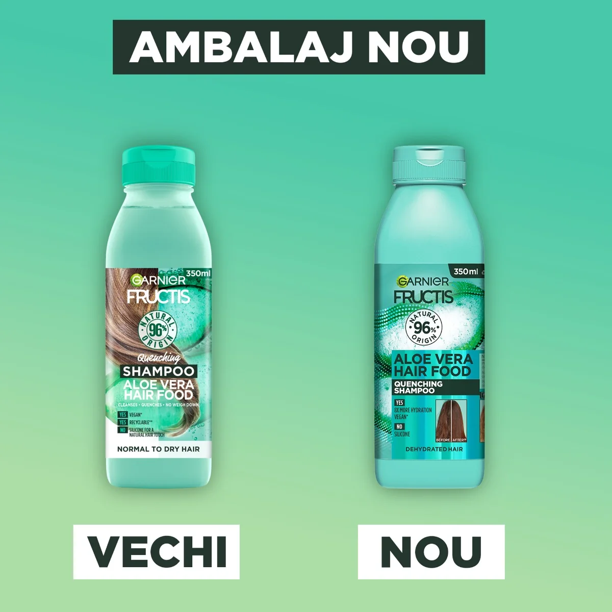 Sampon pentru parul deshidratat Hair Food Aloe Vera, 350ml, Fructis 