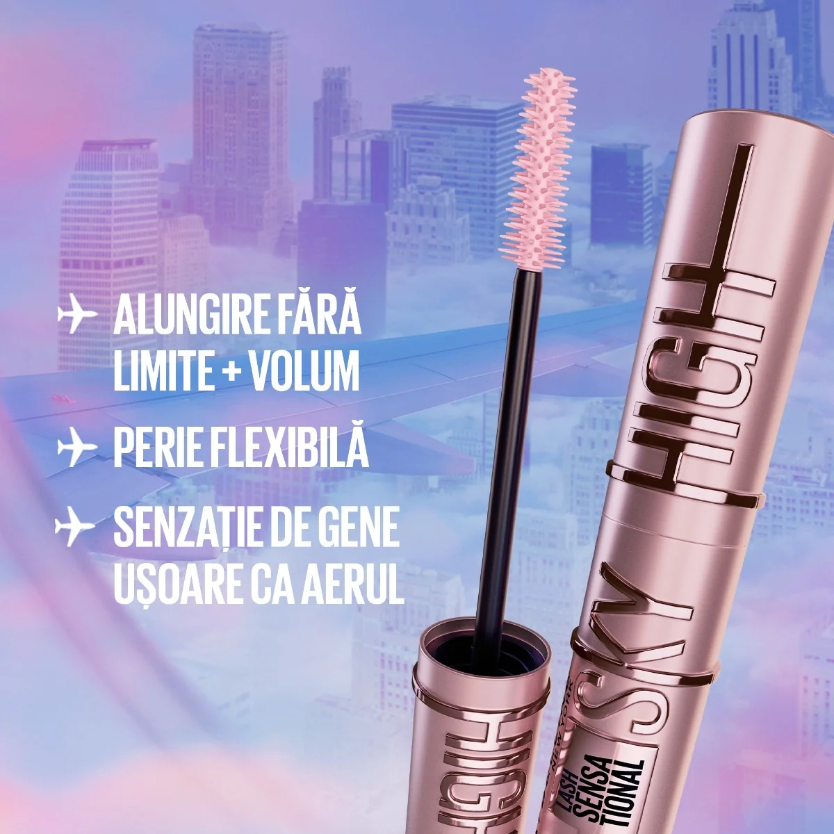 Mascara Lash Sensational Sky High Burgundy Haze, 7.2ml, Maybelline 