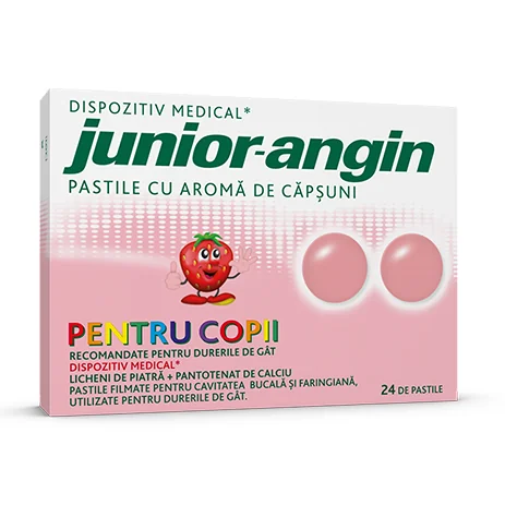 Junior Angin cu aroma de capsuni, 24 pasile, Klosterfrau