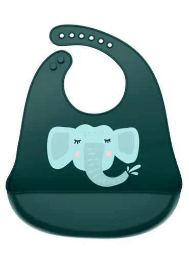 Bavetica din silicon cu buzunar cu model de elefant, 1 bucata, Coccorito