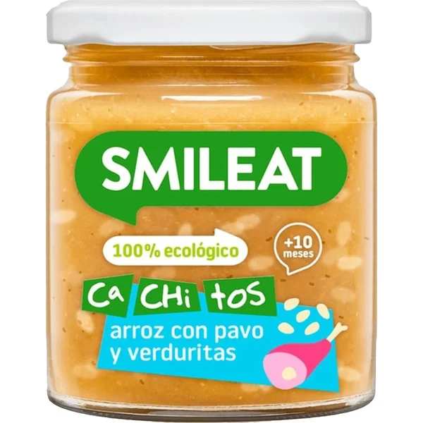 Mancare din orez cu curcan si legume +10 luni Bio, 230g, Smileat