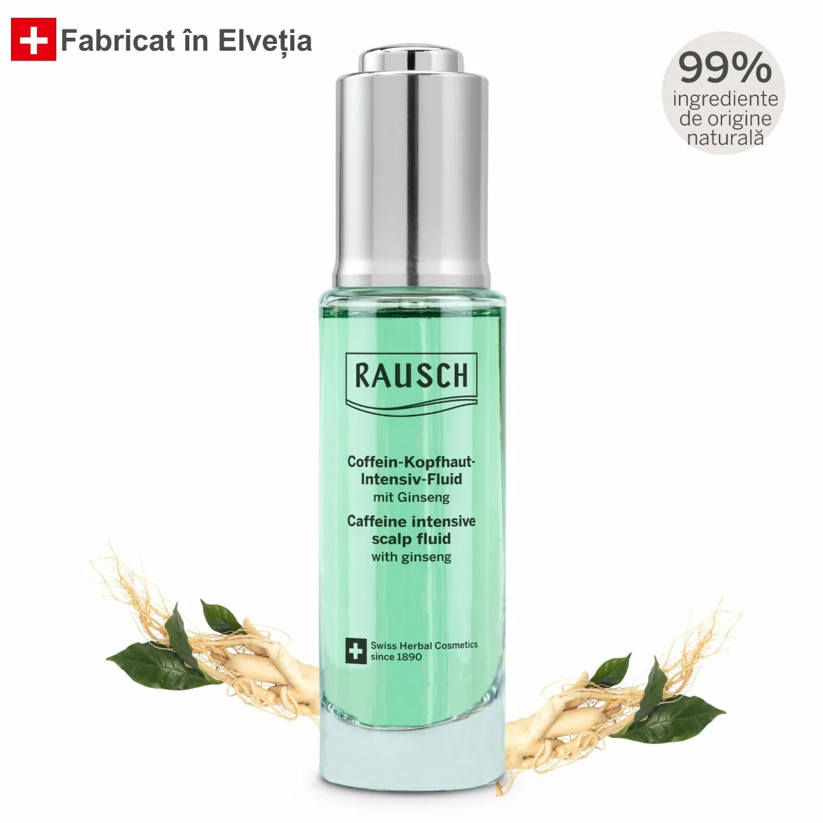 Fluid intensiv pentru scalp cu cafeina si ginseng, 30ml, Rausch 