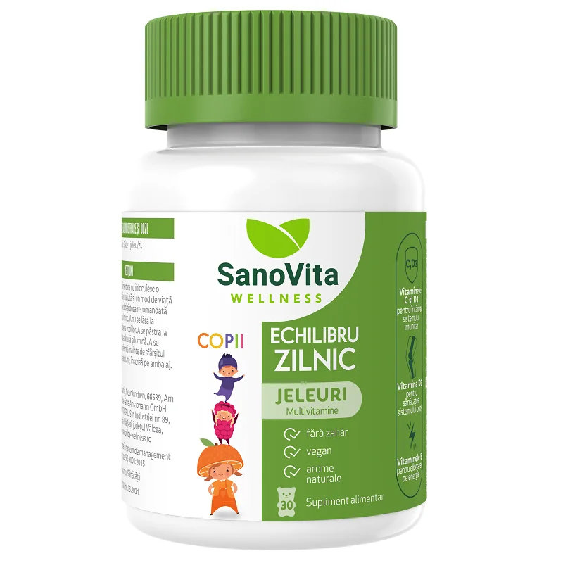 Jeleuri cu multivitamine pentru copii Echilibru Zilnic Wellness, 30 bucati, SanoVita