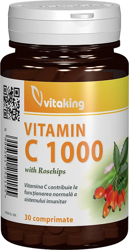 Vitamina C 1000mg cu macese, 30 comprimate, Vitaking