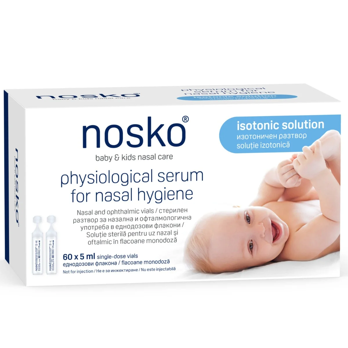 Ser fiziologic izotonic pentru igiena nazala, 20 x 5ml, Nosko Baby