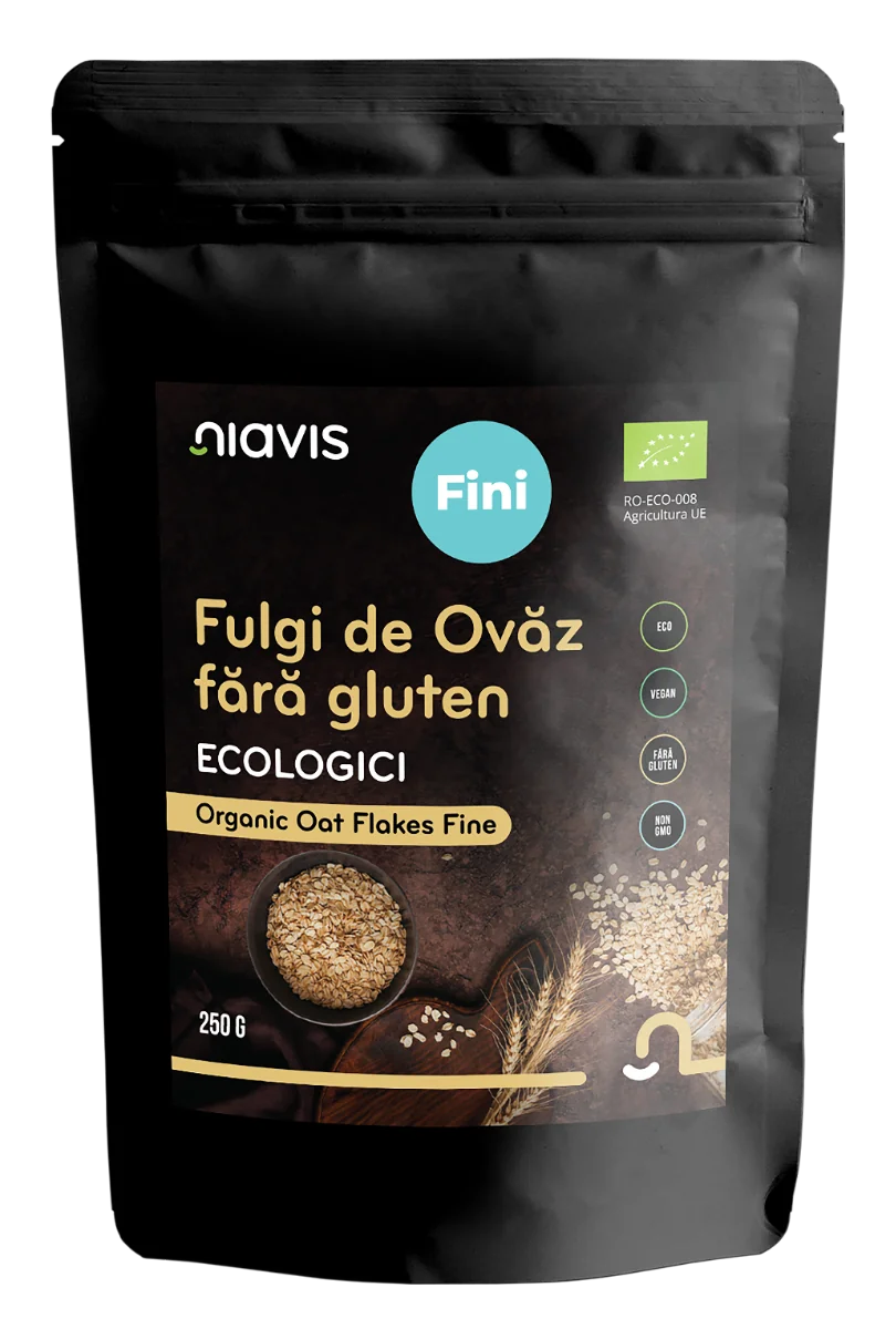 Fulgi de ovaz ecologici fara gluten, 250g, Niavis