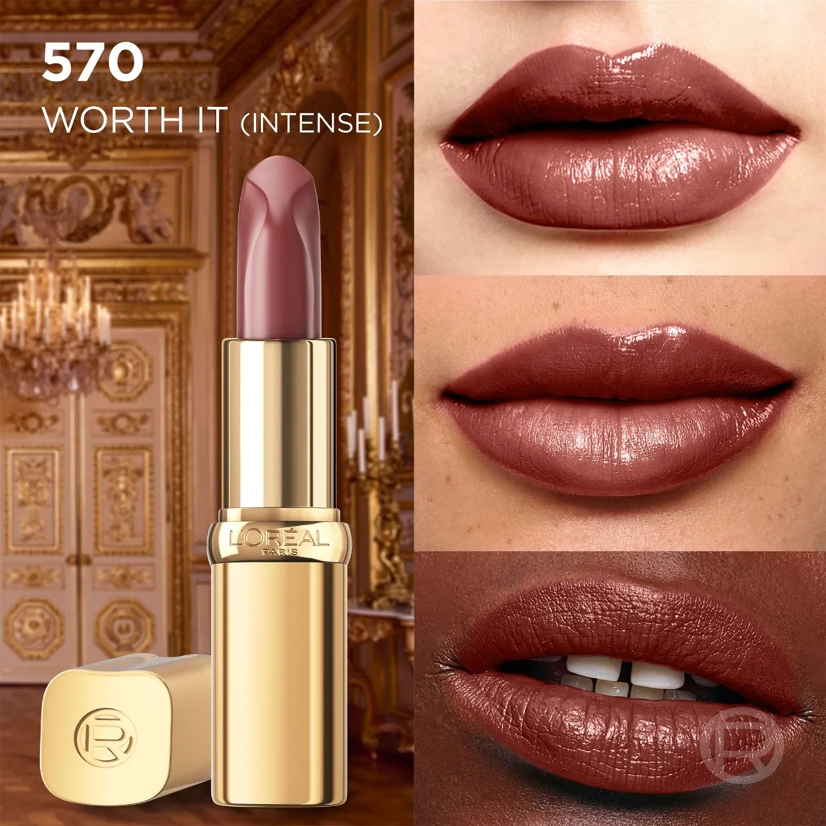 Ruj satinat Color Riche Nudes of Worth 570 Worth It Intense, 4.8g, L'Oreal Paris 