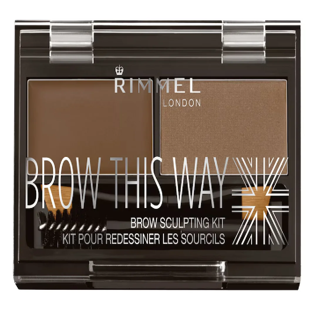 Kit pentru sprancene Brow This Way 002 Mid Brown, 2,4g, Rimmel London