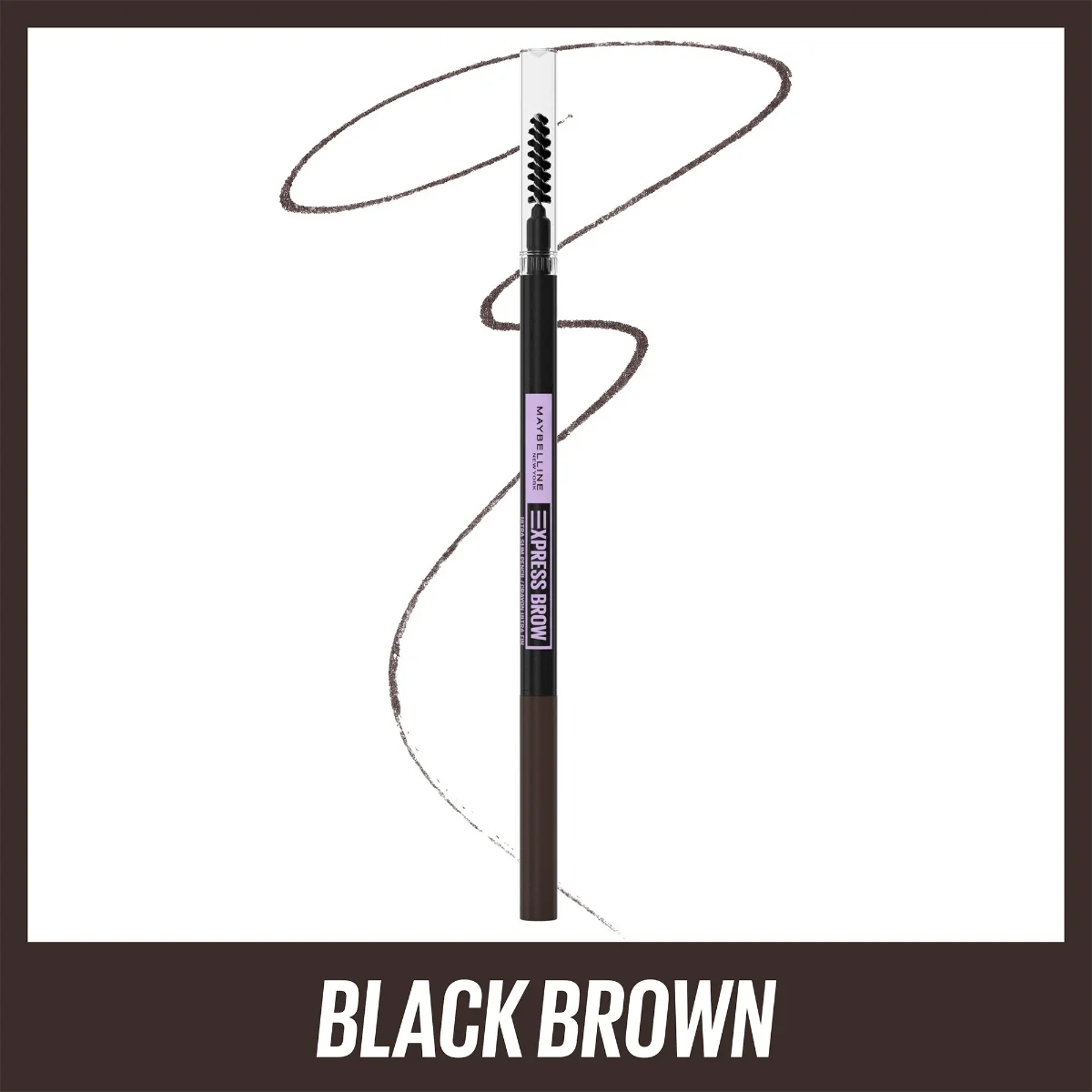 Creion pentru definirea sprancenelor Brow Ultra Slim 06 Black Brown Express Brow, 0.85g, Maybelline 