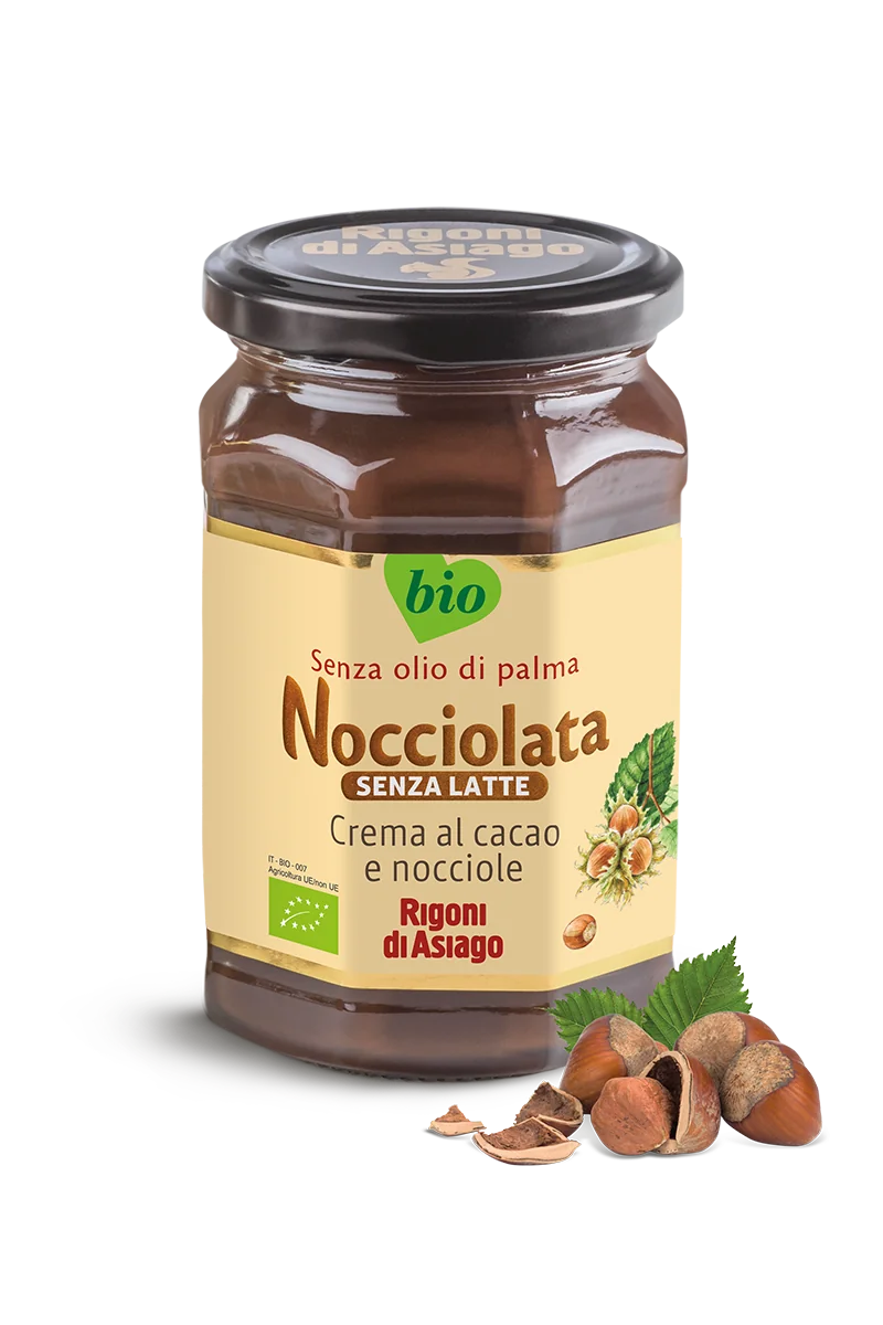 Crema bio cu cacao si alune de padure fara lapte Nocciolata, 250g, Rigoni di Asiago