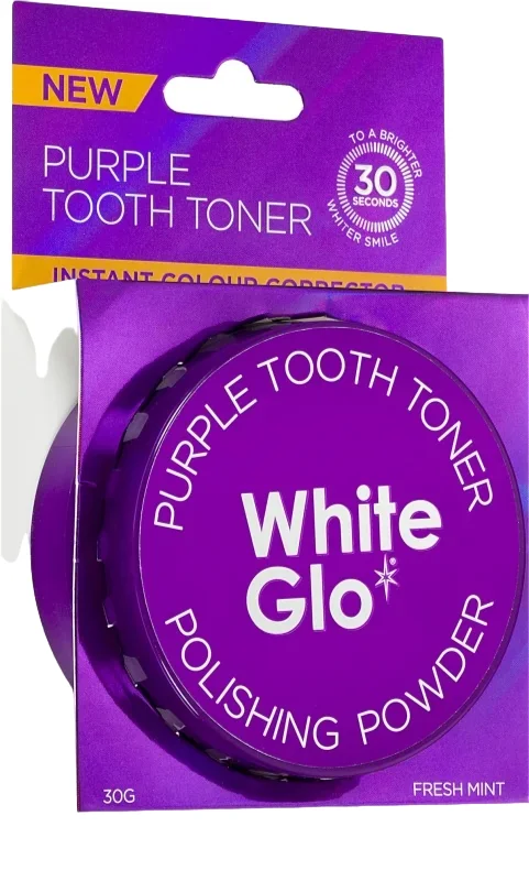 Pudra pentru albirea dintilor Purple Tooth Toner, 30g, White Glo