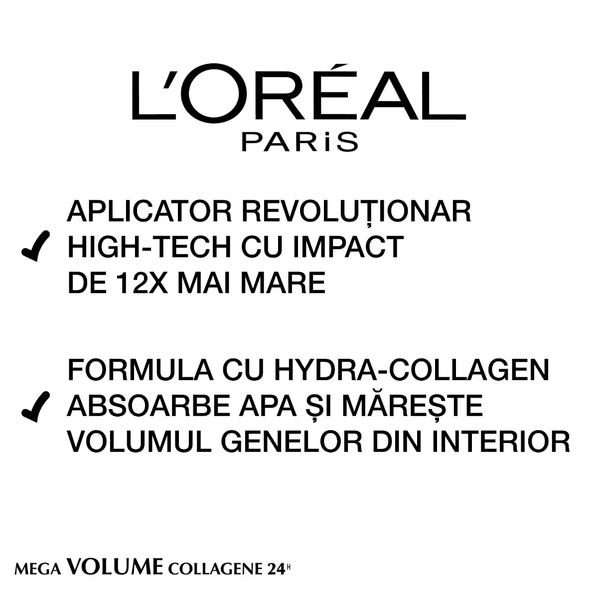 Mascara Mega Volume Collagene 24H Black, 9ml, L'Oreal Paris 