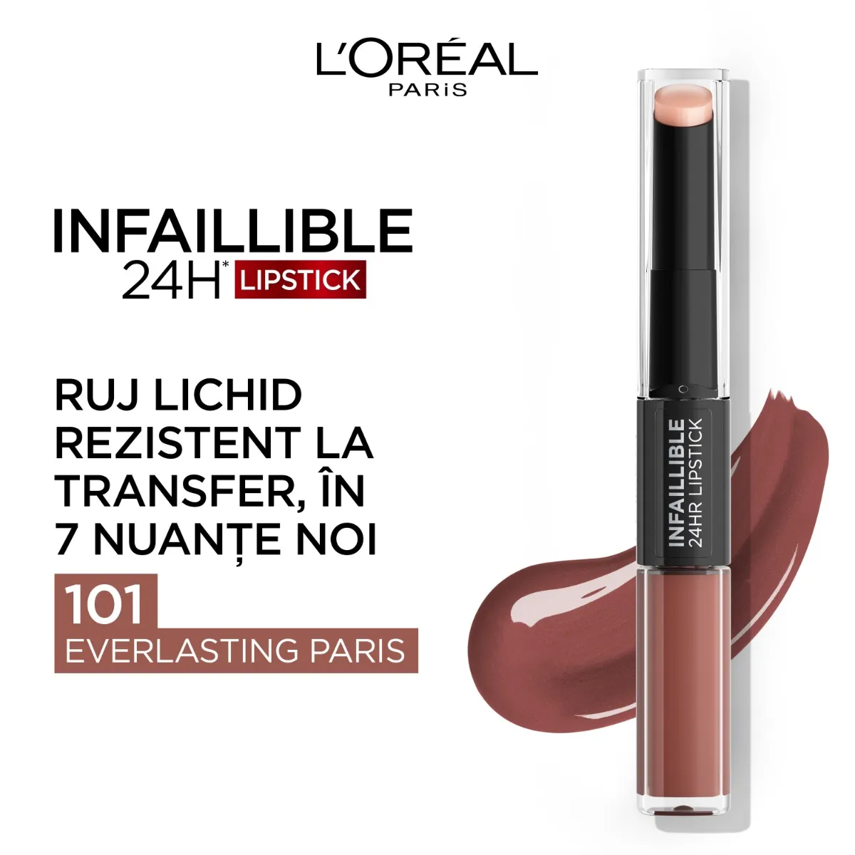 Ruj lichid rezistent la transfer Infaillible 24h 801 Everlasting Paris, 6.4ml, L'Oreal Paris 