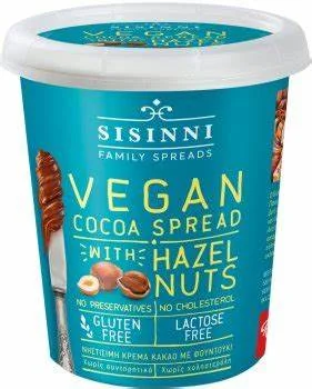 Crema tartinabila vegana de cacao si alune de padure fara lactoza, 400g, Sisinni