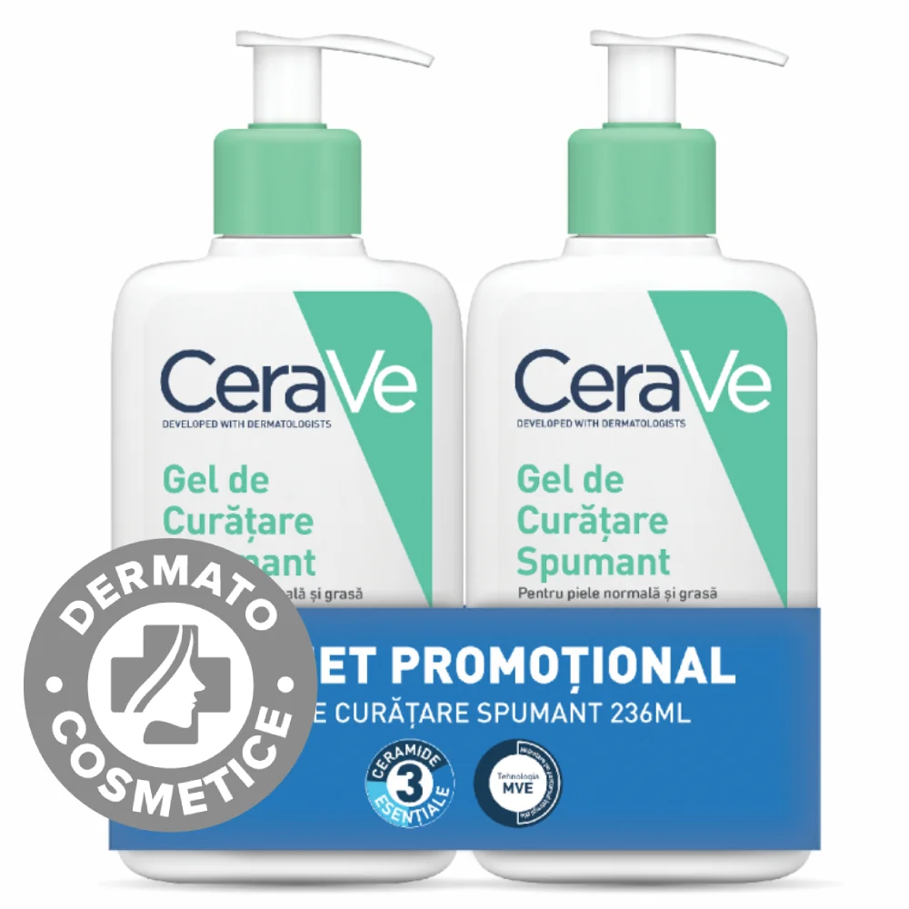 Pachet Gel de curatare spumant 1+1 Gratuit, 2x236ml, Cerave