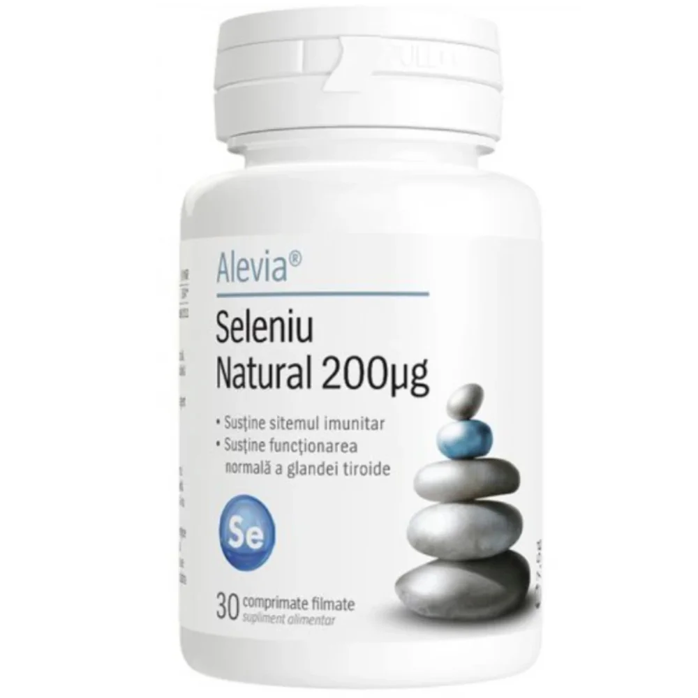 Seleniu natural 200mg, 30 comprimate filmate, Alevia