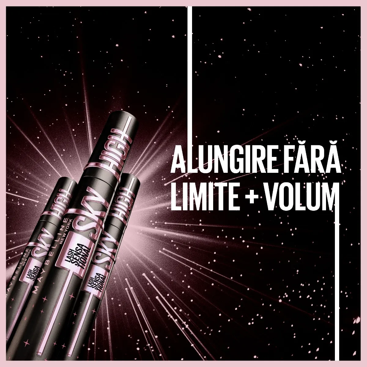 Mascara pentru alungire si volum Lash Sensational Sky High Cosmic Black, 7.2ml, Maybelline 