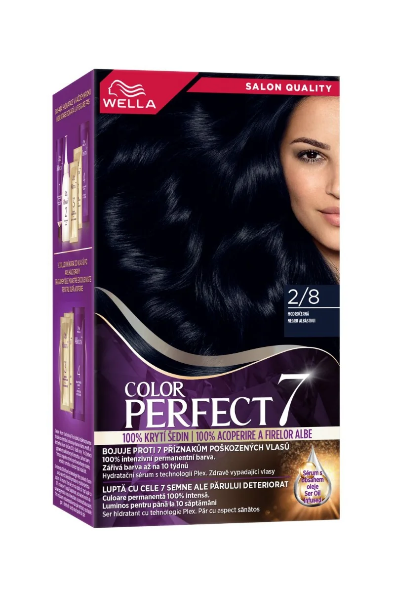 Vopsea de par permanenta Negru Albastrui 2/8 Color Perfect, 135ml, Wella 