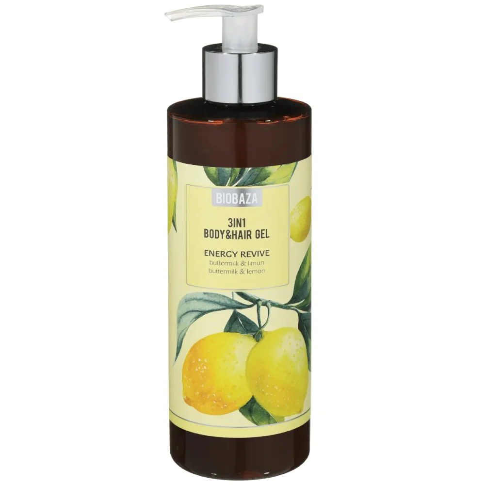 Sampon & gel de dus cu parfum natural de lemon buttermilk Energy Revive, 400ml, Biobaza