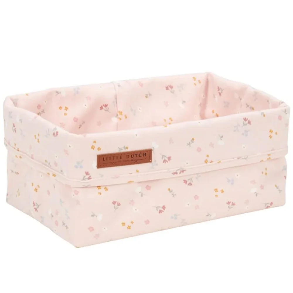 Cos de depozitare din bumbac Little Pink Flowers, 1 bucata, Little Dutch