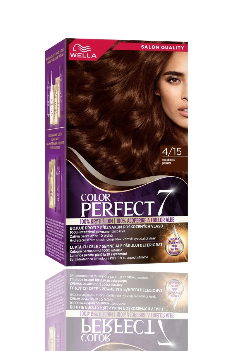 Vopsea de par permanenta Saten Rece 4/15 Color Perfect, 135ml, Wella 