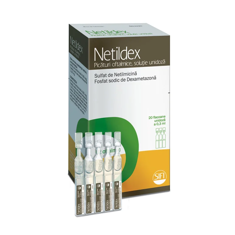 Netildex picaturi oftalmice, 20 fiole de 0.3ml, Sifi