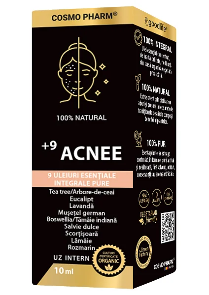 Mix de uleiuri esentiale +9 Acnee, 10ml, Cosmopharm 