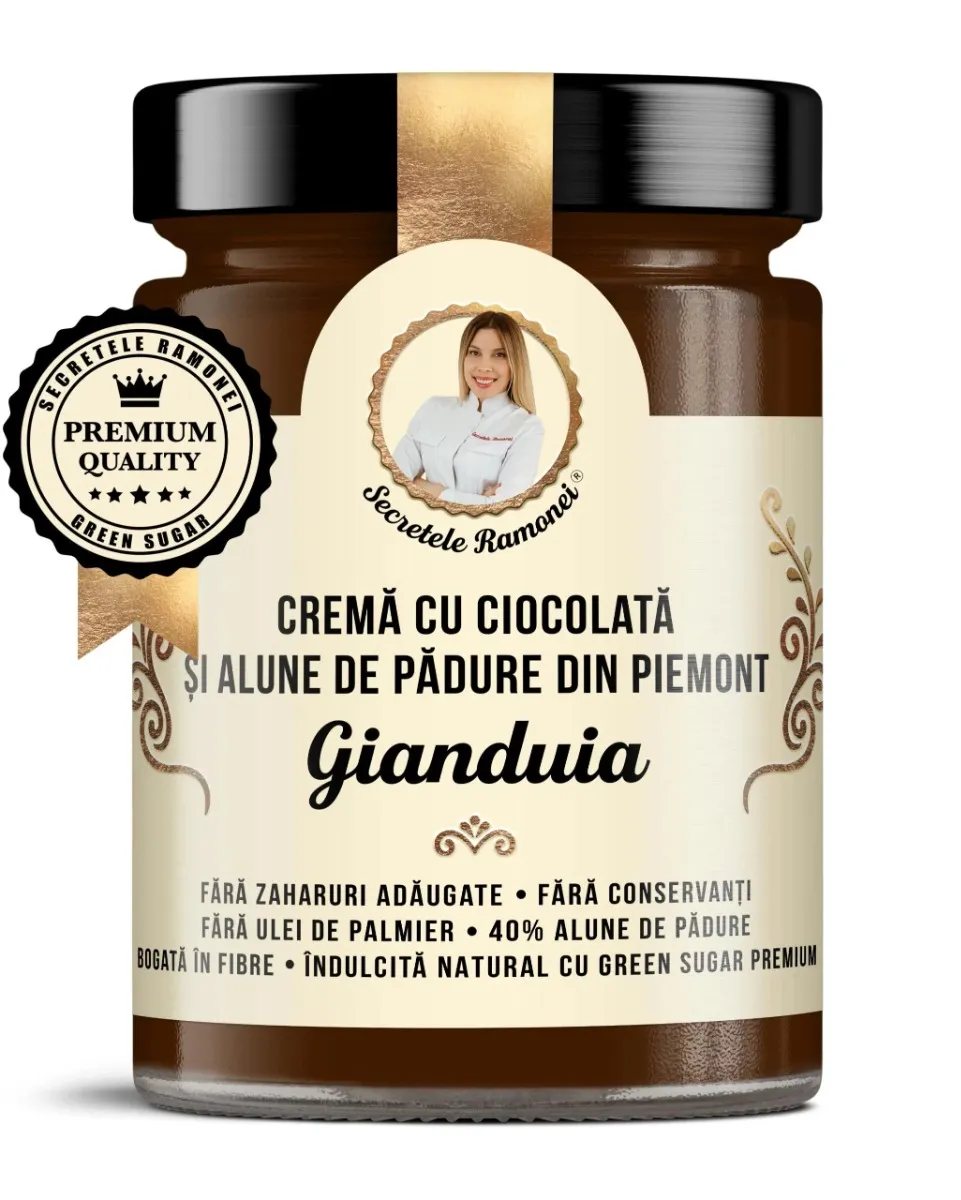 Crema de ciocolata cu alune de padure din Piemont Secretele Ramonei, 350g, Laboratoarele Remedia 