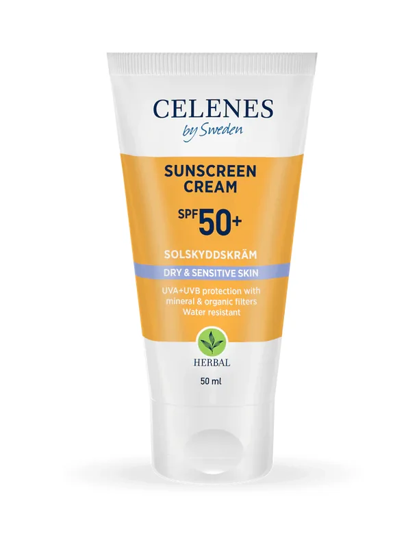 Crema pentru protectie solara ten uscat-sensibil Herbal cu SPF50, 50ml, Celenes