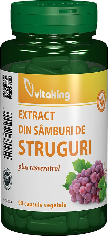 Extract din samburi de struguri cu resveratrol, 90 capsule vegetale, Vitaking