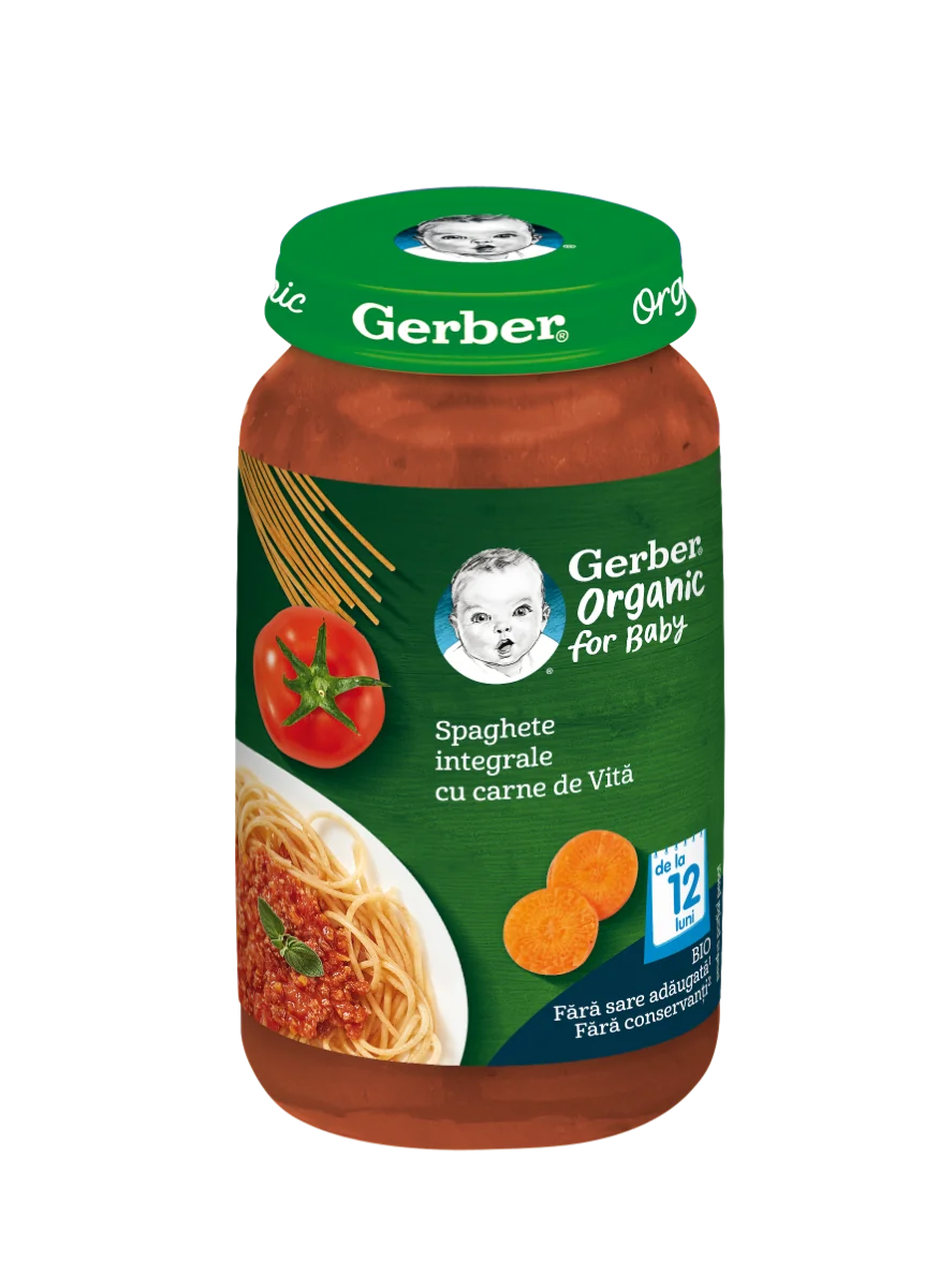 Spaghete integrale cu carne de vita +12 luni, 250g, Gerber