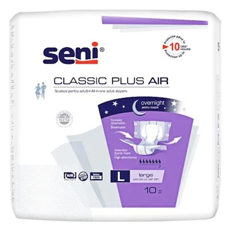 Scutece pentru adulti Classic Plus Air Large, 10 bucati, Seni