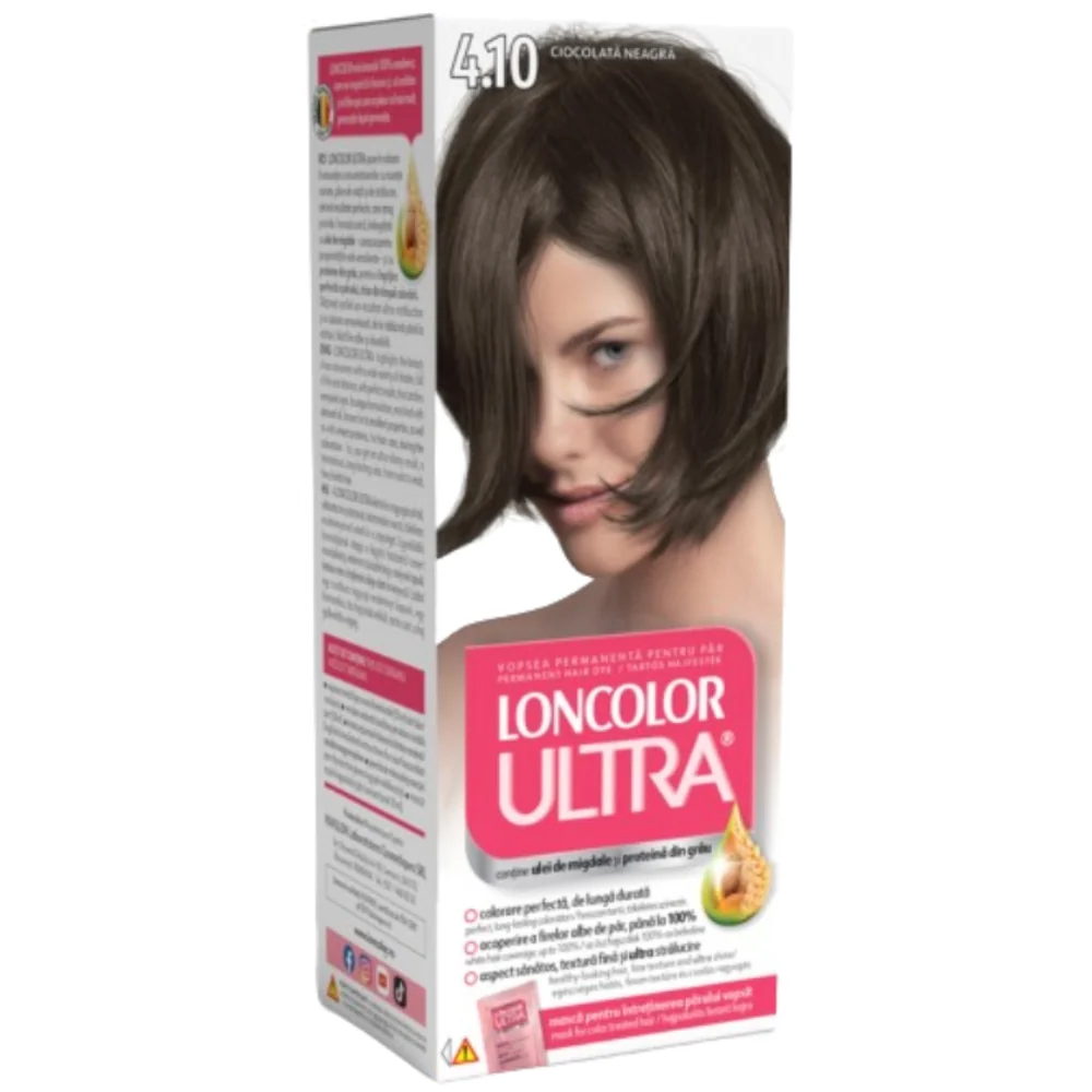 Vopsea de par permanenta Ultra Nr. 4.10, 110ml, Loncolor