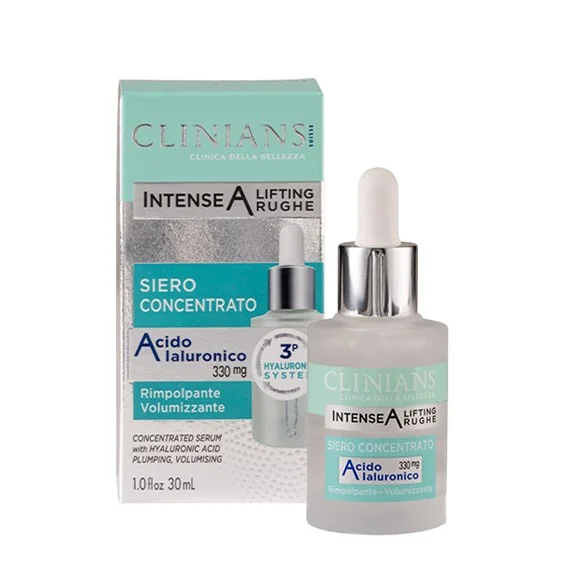 Ser concentrat tratament antirid pentru fata cu Acid Hialuronic pur Intense A, 30ml, Clinians