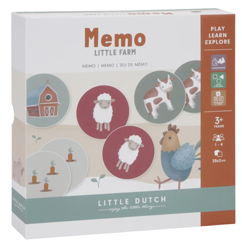 Joc de memorie din carton FSC Little Farm, 1 bucata, Little Dutch 