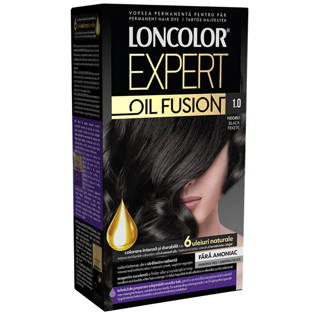 Vopsea de par permanenta Expert Oil Fusion Nr. 1.0, 115ml, Loncolor