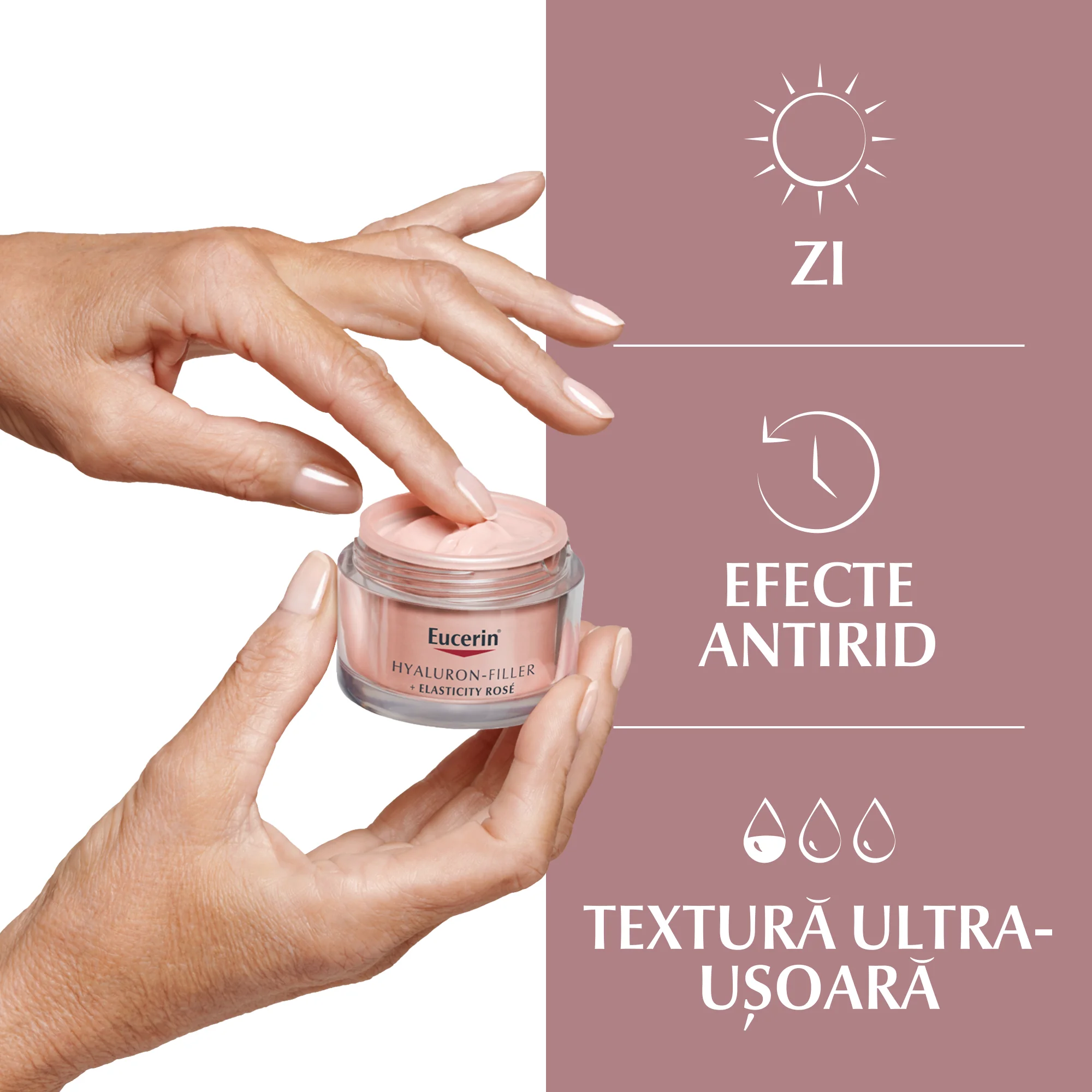 Crema de zi Hyaluron-Filler + Elasticity Rosé SPF 30 50ml Eucerin beneficii